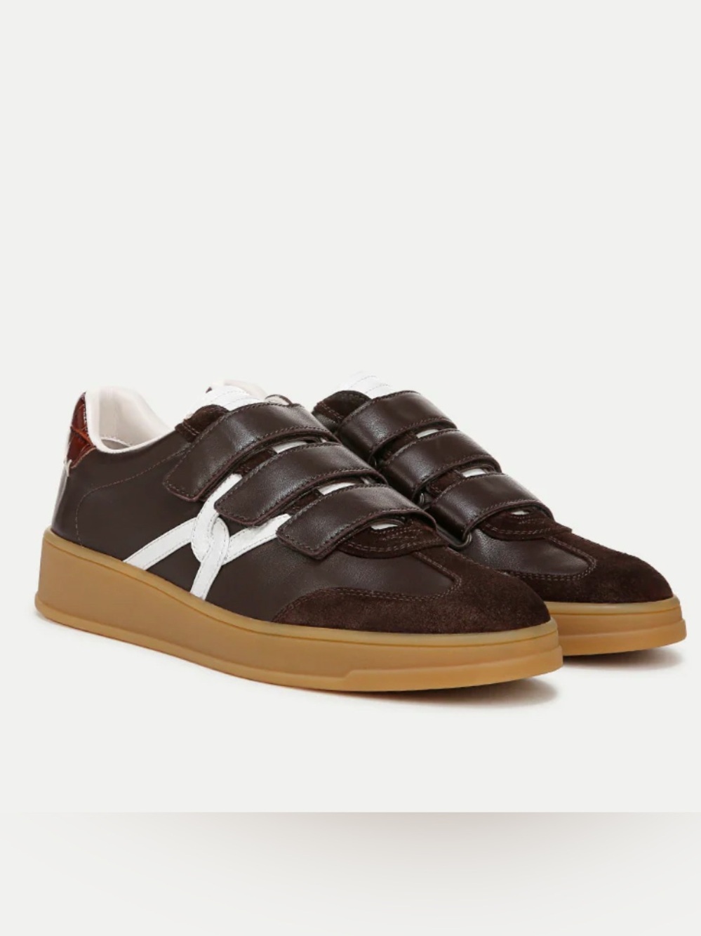 Veronica Beard Reagan Velcro Sneaker croc embossed espresso white NWT